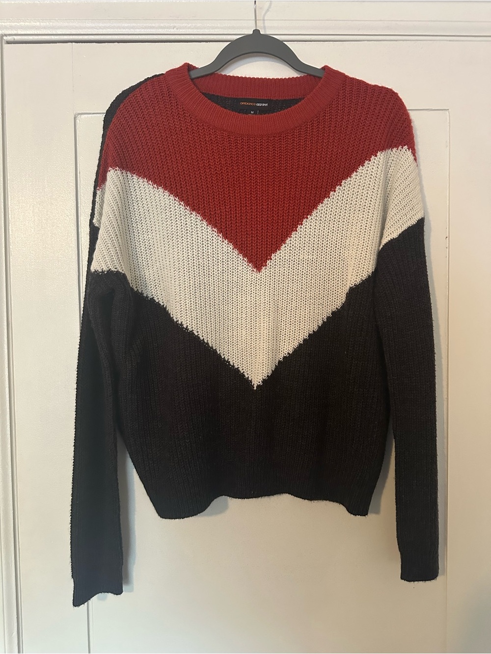 Ambiance Apparel Chevron Colorblock Knit Sweater